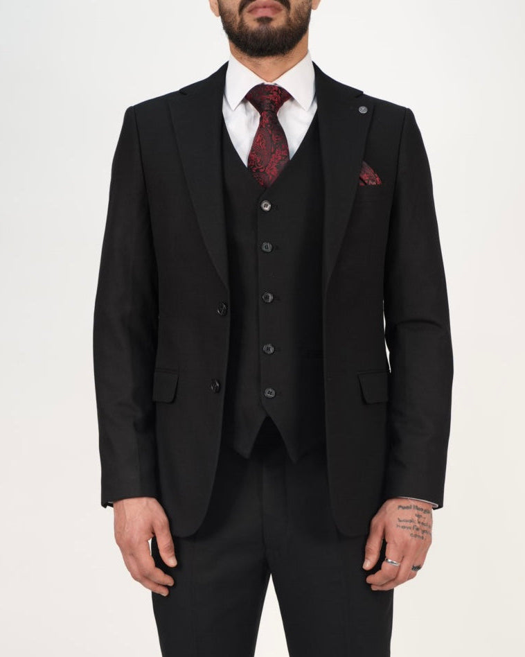 Milano Premium Black Blazer & Waistcoat