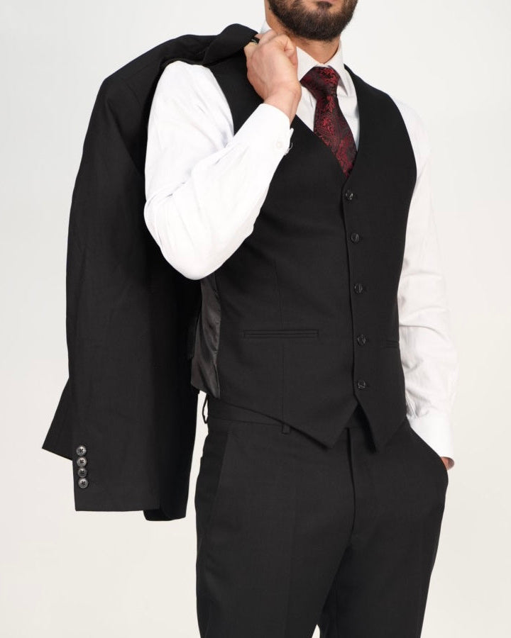 Milano Premium Black Blazer & Waistcoat